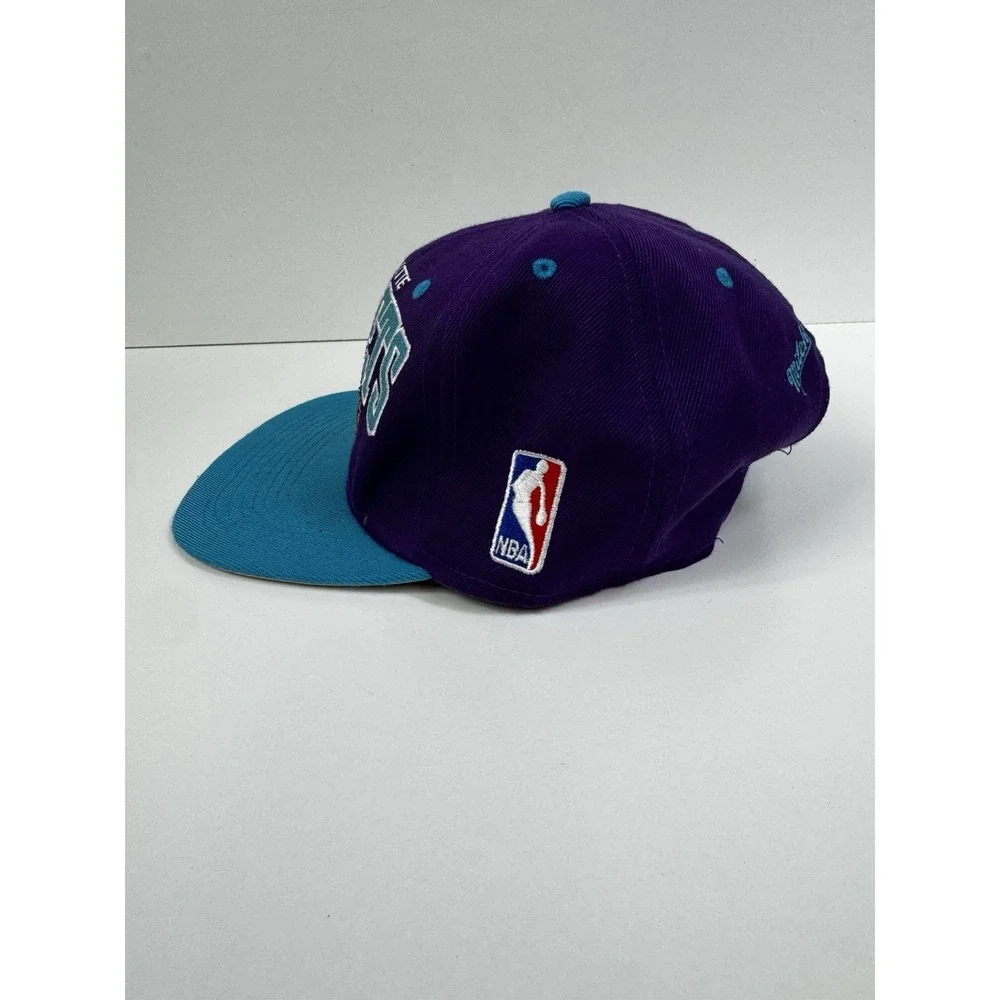 Mitchell & Ness Charlotte Hornets Snapback Hat Purple/Teal Cap Hardwood Classics